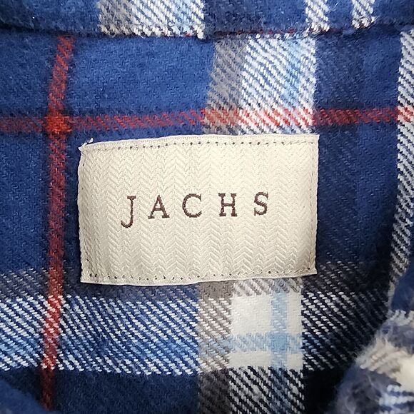 JACHS Shirt Mens Tall Large Blue Plaid Flannel Long Sleeve Hiking Button Up - Picture 2 of 16